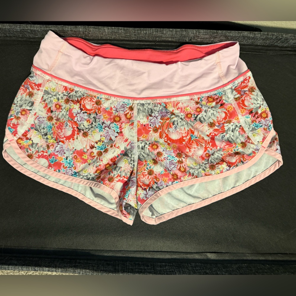lululemon athletica Floral Pink Athletic Shorts